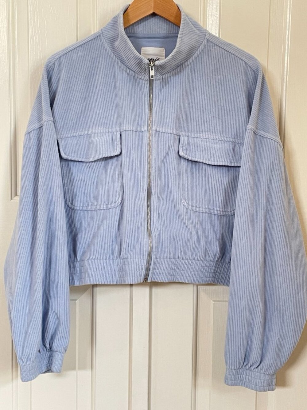 Aerie Groove On Powder Blue Corduroy Cropped Utility Jacket XXL